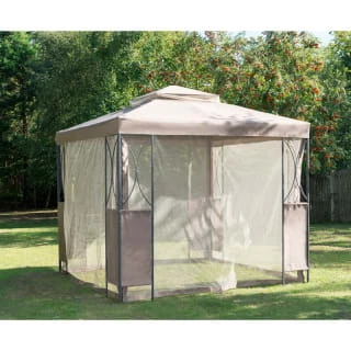 B&M Luxury Steel Framed Gazebo 2.5m - Taupe 2 B&M Luxury Steel Framed Gazebo 2.5m - Taupe - Image 2