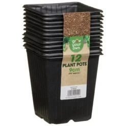 B&M Black Plant Pots 12pk -Garden Series Store 319025 grow your own 12 plant pots 9cm1