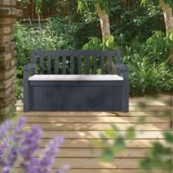 B&M Keter Eden 2-in-1 Bench Storage Set -Garden Series Store 320978 keter eden 2in1 bench storage set 2