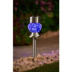 Crystal Top Glass Solar Post Light 4pk 7 Crystal Top Glass Solar Post Light 4pk -Garden Series Store 341965 4pk crystal top post light blue solar1