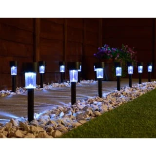 Solar Powered Black Post Lights - Cool White 15pk 1 Solar Powered Black Post Lights - Cool White 15pk