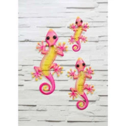 B&M Glass Gecko Wall Art 3pk - Pink