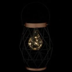 B&M Metal Hexagonal Solar Lantern - Copper -Garden Series Store 353880 24cm metal hexagonal solar lantern copper trim