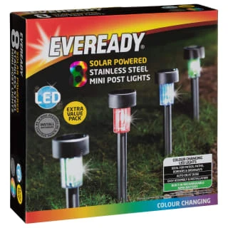 Eveready Solar Powered Post Lights 8pk - Colour Changing 2 Eveready Solar Powered Post Lights 8pk - Colour Changing - Image 2