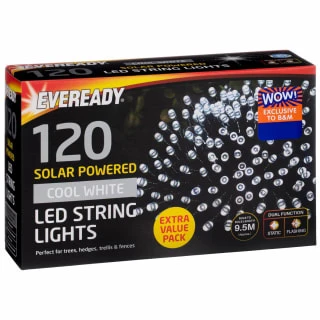 Eveready Solar Powered LED String Lights 120pk - Cool White 2 Eveready Solar Powered LED String Lights 120pk - Cool White - Image 2