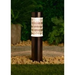 B&M Glass Top Solar Post Light -Garden Series Store 379310 glass top solar post light black nickle 3