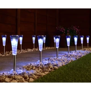 Solar Powered Stainless Steel Post Lights - Cool White 15pk 1 Solar Powered Stainless Steel Post Lights - Cool White 15pk