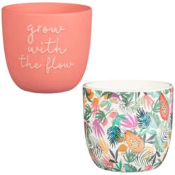 B&M Superbloom Sun Ceramic Plant Pots 3pk - Floral -Garden Series Store 379332 3pk superbloom ceramic plant pots group