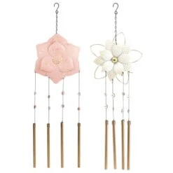 B&M Flower Windchime - Pink 5 B&M Flower Windchime - Pink -Garden Series Store 379613 boho garden flower tubular windchime group