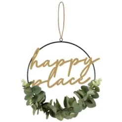 B&M Botanical Garden Hanging Hoop With Slogan 7 B&M Botanical Garden Hanging Hoop With Slogan -Garden Series Store 379615 botanical garden metal hoop with gold wording and leaves happy place