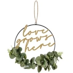B&M Botanical Garden Hanging Hoop With Slogan 9 B&M Botanical Garden Hanging Hoop With Slogan -Garden Series Store 379615 botanical garden metal hoop with gold wording and leaves love grows here