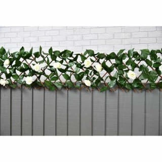 Expanding Artificial Rose & Leaf Trellis 180 X 30cm 1 Expanding Artificial Rose & Leaf Trellis 180 X 30cm