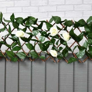 Expanding Artificial Rose & Leaf Trellis 180 X 30cm 2 Expanding Artificial Rose & Leaf Trellis 180 X 30cm - Image 2