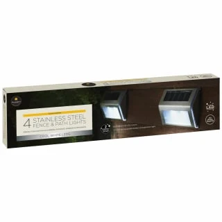 Solar Powered Stainless Steel Fence Lights 4pk 3 Solar Powered Stainless Steel Fence Lights 4pk - Image 3