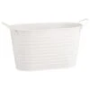 B&M Ribbed Matt Tin Trough With Handles - Cream