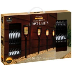 Morocco Solar Powered Flame Effect Post Lights 4pk -Garden Series Store 392878 4 pack morocco solar powered flame effect post lights 21