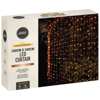 Solar Powered LED Curtain 180cm - 266 Warm White Lights 2 Solar Powered LED Curtain 180cm - 266 Warm White Lights - Image 2