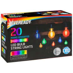 Eveready Mains Powered LED Bulb String Lights 20pk - Multicolour -Garden Series Store 392913 eveready 20 mains operated multi colour bulb string lights 1
