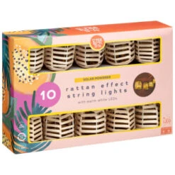 B&M 10 Solar Rattan Effect String Lights -Garden Series Store 392921 10 solar rattan effect string lights 3