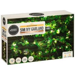 Solar Powered Artificial Ivy Garland 5m -Garden Series Store 392926 5m ivy garland with 60 warm white solar leds 4