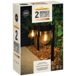 Monaco Solar Powered Post Lights 2pk -Garden Series Store 392976 monaco solar powered post lights 3