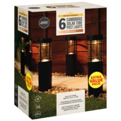 Cambridge Solar Powered Tube Post Lights 6pk -Garden Series Store 392998 cambridge solar powered tube post lights 6pk 3