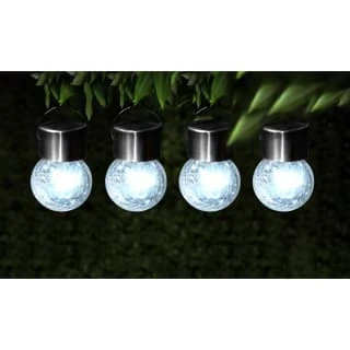 Crackle Glass Hanging Solar Lights 4pk 1 Crackle Glass Hanging Solar Lights 4pk
