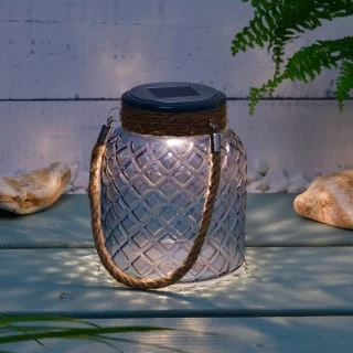 B&M Ocean Air Solar Powered Glass Lantern 2 B&M Ocean Air Solar Powered Glass Lantern - Image 2
