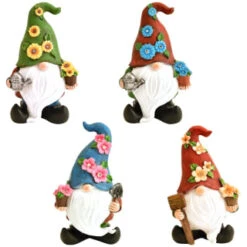 B&M Gonk Gnome Ornament With Solar Flower Hat - Blue -Garden Series Store 393077 gonk gnome ornament with solar flower hat group