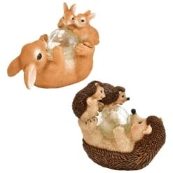 B&M Resin Rabbit Family With Solar Light -Garden Series Store 393078 resin family with solar light hedgehog