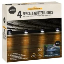 Solar Powered Fence & Gutter Lights - Black 4pk -Garden Series Store 393085 4pk solar powered fence and gutter lights black 3