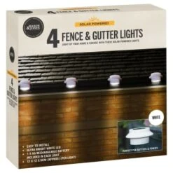 Solar Powered Fence & Gutter Lights - White 4pk -Garden Series Store 393086 4pk solar powered fence and gutter lights white 3