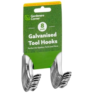 Gardeners Corner Galvanised Tool Hooks 8pk 1 Gardeners Corner Galvanised Tool Hooks 8pk