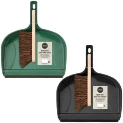 Heavy Duty Dustpan & Bassine Brush Set - Black -Garden Series Store 393245 heavy duty dustpan and bassine brush set group