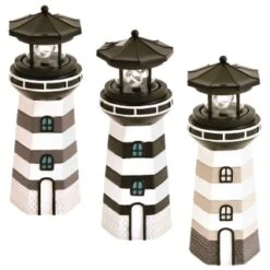 B&M Lighthouse Ornament With Rotating Solar Light - Grey -Garden Series Store 393263 lighthouse ornament with rotating solar light group
