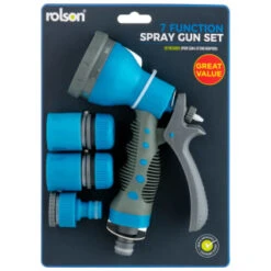 B&M Rolson 7 Function Spray Gun Set -Garden Series Store 393301 rolson 7 dial spray gun and fittings