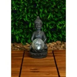 B&M Assorted Sitting Solar Buddha Garden Ornament 12 B&M Assorted Sitting Solar Buddha Garden Ornament -Garden Series Store 393441 sitting buddha garden ornament with solar crackle ball 2