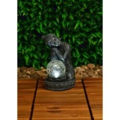 B&M Assorted Sitting Solar Buddha Garden Ornament 13 B&M Assorted Sitting Solar Buddha Garden Ornament -Garden Series Store 393441 sitting buddha garden ornament with solar crackle ball 3