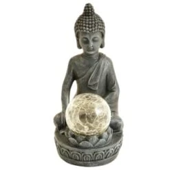 B&M Assorted Sitting Solar Buddha Garden Ornament 9 B&M Assorted Sitting Solar Buddha Garden Ornament -Garden Series Store 393441 sitting buddha garden ornament with solar crackle ball 5
