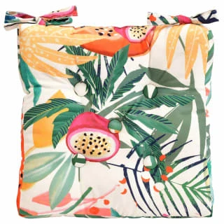 B&M Luxury Seat Pad - White Tropical Print 1 B&M Luxury Seat Pad - White Tropical Print
