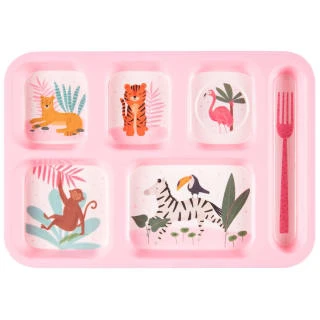 B&M Little Safari Large Kids Platter - Pink 1 B&M Little Safari Large Kids Platter - Pink