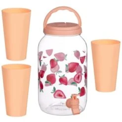 B&M Drinks Dispenser - Strawberries -Garden Series Store 394274 fruit print dispenser strawberry
