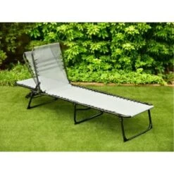 Dakota Premium 3 Position Folding Relaxer Bed - Grey -Garden Series Store 395732 dakota premium 3 position folding relaxer bed